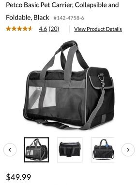 Petco Black Collapsible Small Pet Carrier with Shoulder Strap